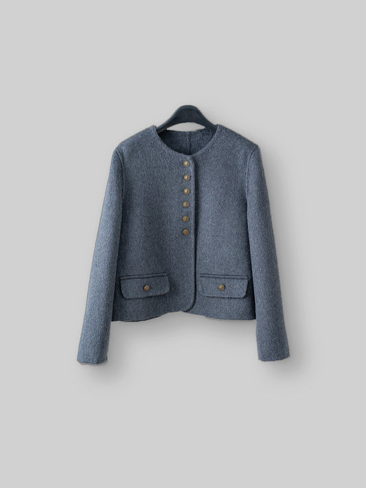 Solid Color Button Front Jacket