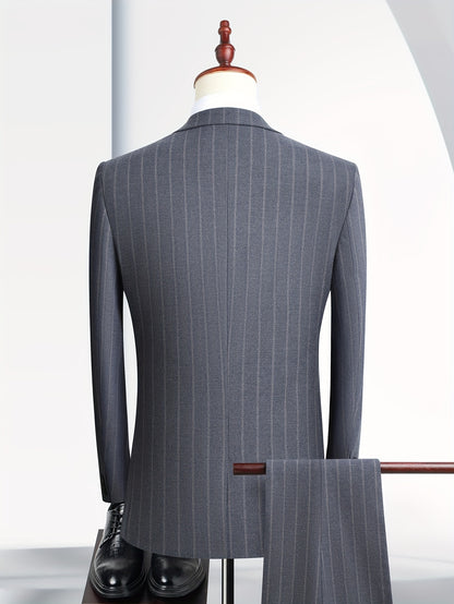 Men's Striped Long Sleeve Suit Set