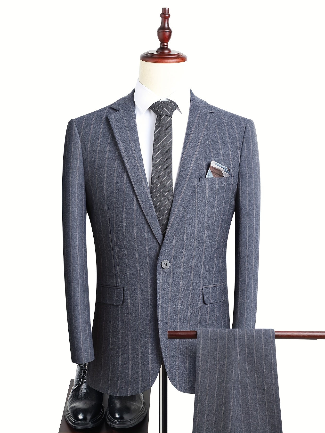 Men's Striped Long Sleeve Suit Set