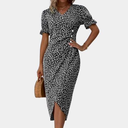 AURORA – Elegant Floral Midi Dress for Women