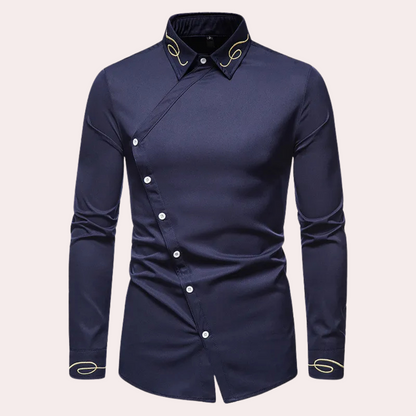 EMIL – Artistic Asymmetrical Embroidered Shirt for Men