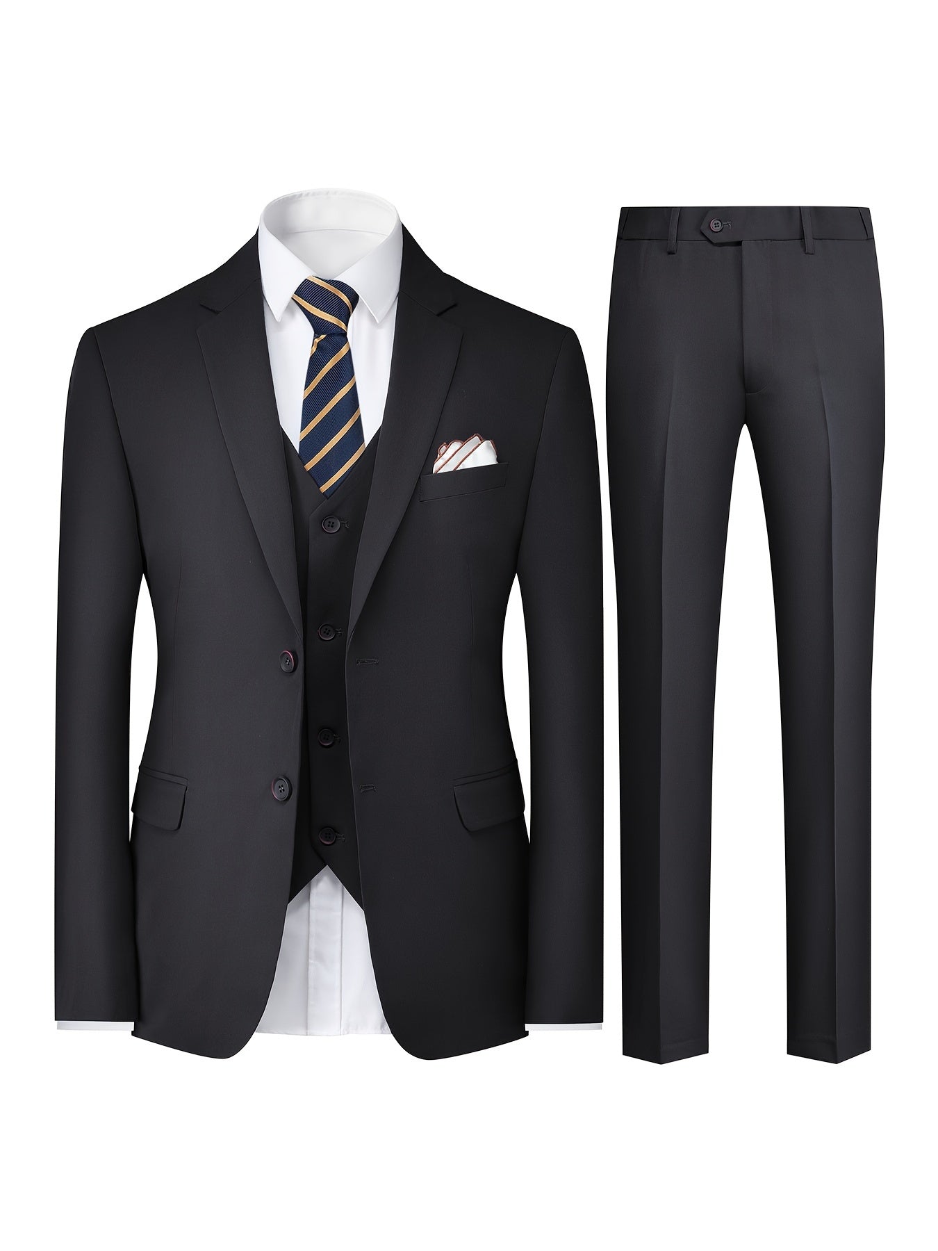 3-Piece Men's Solid Color Suit Set