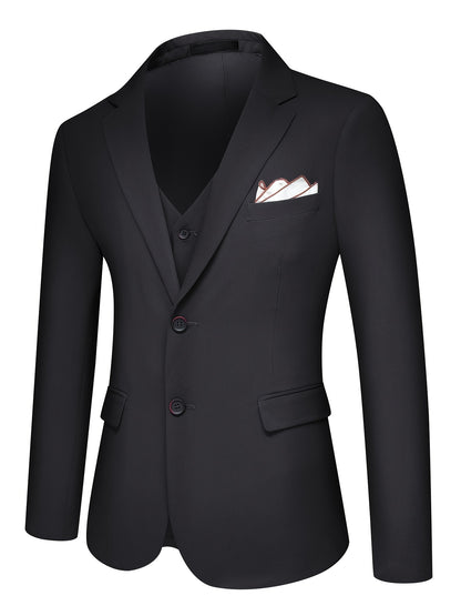 3-Piece Men's Solid Color Suit Set