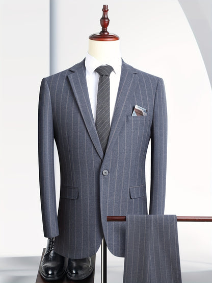 Men's Striped Long Sleeve Suit Set